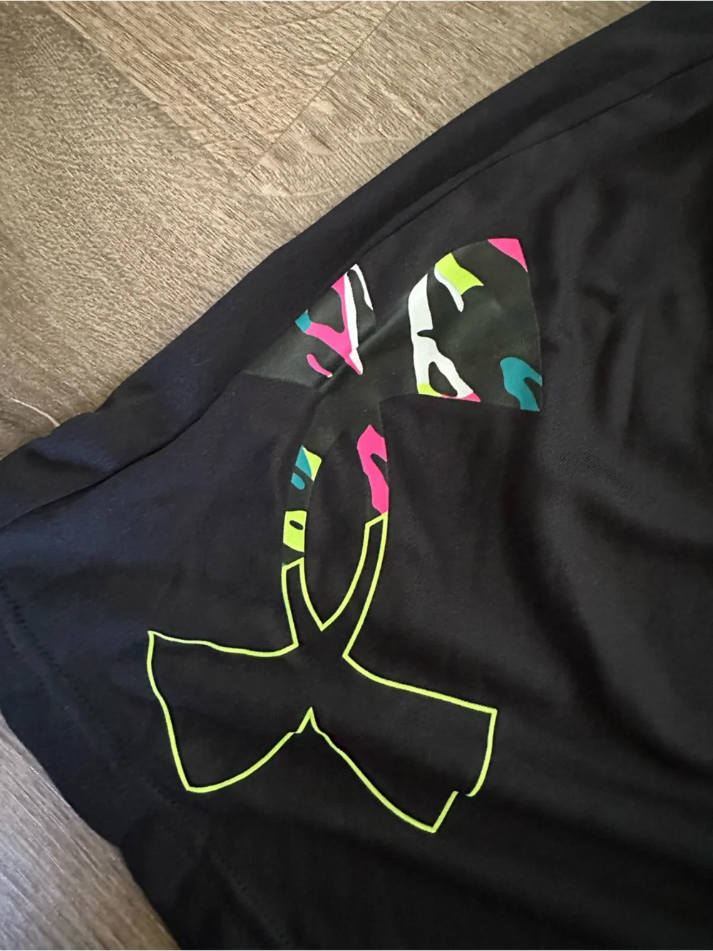 Under Armour Loose Black Shorts with Neon Green Drawstring & Logo